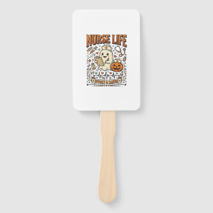 Nurse Life Halloween Ghost Pumpkin Vintage Shirt D Hand Fan