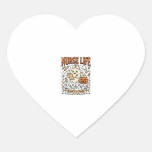 Nurse Life Halloween Ghost Pumpkin Vintage Shirt D Heart Sticker