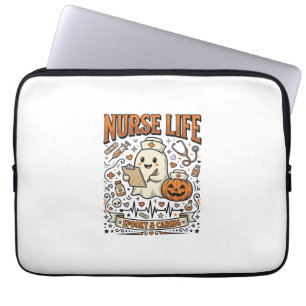 Nurse Life Halloween Ghost Pumpkin Vintage Shirt D Laptop Sleeve