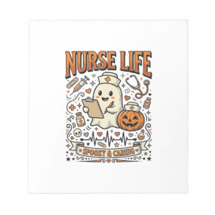 Nurse Life Halloween Ghost Pumpkin Vintage Shirt D Notepad