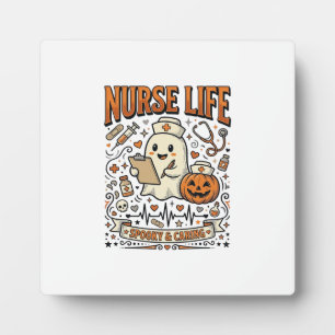 Nurse Life Halloween Ghost Pumpkin Vintage Shirt D Plaque