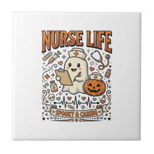 Nurse Life Halloween Ghost Pumpkin Vintage Shirt D Tile