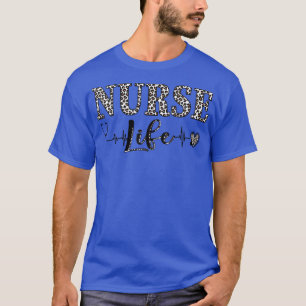 Nurse Life Healthcare Cheetah Heart Leopard Plaid T-Shirt