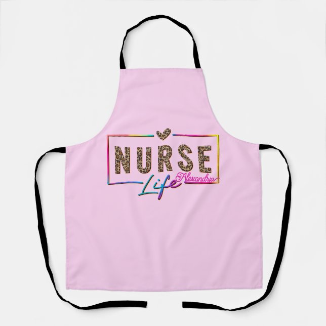 "Nurse Life" in Elegant Rainbow Colours Apron (Front)