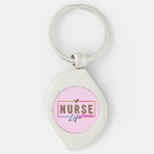 "Nurse Life" in Elegant Rainbow Colours Key Ring