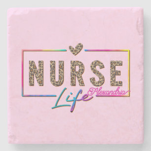 "Nurse Life" in Elegant Rainbow Colours Stone Coaster