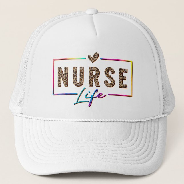 "Nurse Life" in Elegant Rainbow Colours Trucker Hat (Front)