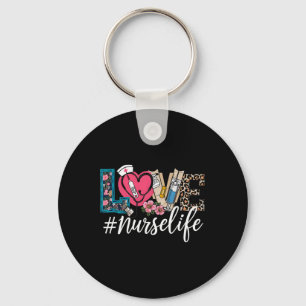 Nurse Life Leopard Flower Nurse's Week Valentine D Key Ring
