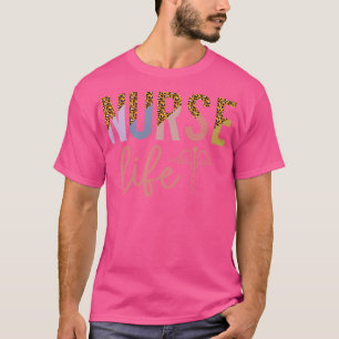 Nurse Life Leopard Print Pastel Nurse Day Gift T-Shirt