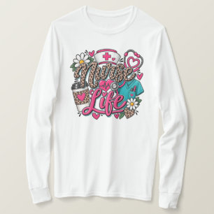 Nurse Life Leopard Print Stethoscope Heart T-Shirt