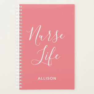 Nurse Life Medical Pink and White Personalised Planner