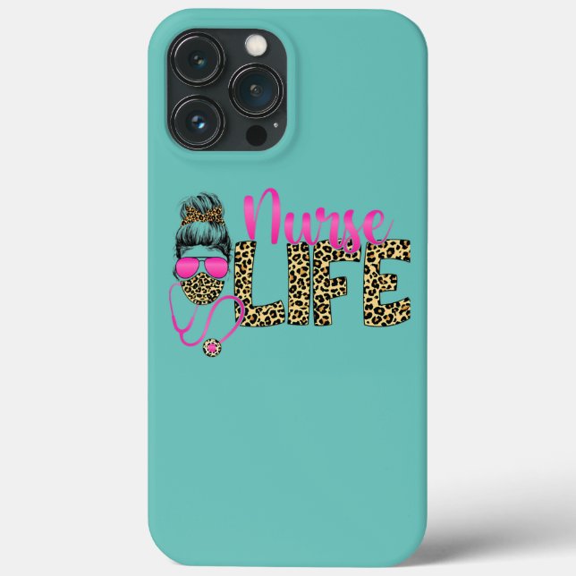 Nurse Life Messy Bun Hair Leopard Nurses Day Case-Mate iPhone Case (Back)