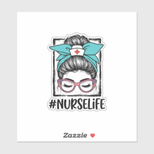 Nurse Life Messy Bun Rainbow Bow Vector Design_1