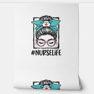 Nurse Life Messy Bun Rainbow Bow Vector Design_1 Wallpaper