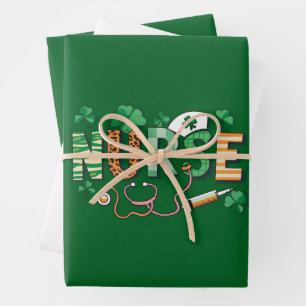 Nurse Life Nurse Day Gifts St Patricks Day Wrapping Paper Sheet