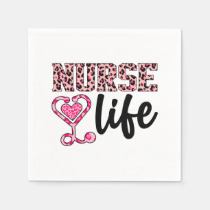 Nurse Life  - Pink and Leopard Print (2) Napkin