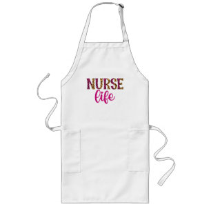 Nurse Life  - Pink and Leopard Print Long Apron