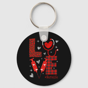 Nurse Life Rn Lpn Cna Healthcare Cheetah Heart Leo Key Ring