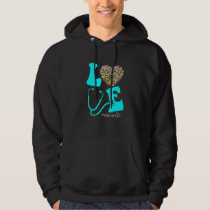 Nurse Life Rn Lpn Cna School Cheetah Heart Leopard Hoodie