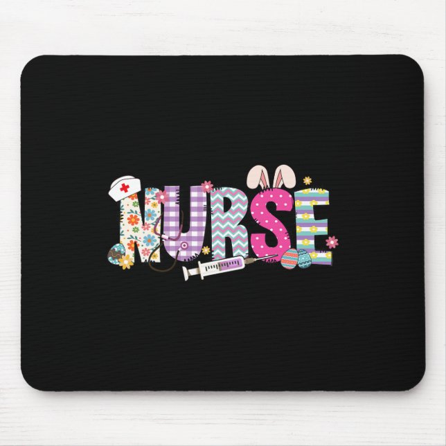 Nurse Life Stethoscope Nursing Cute Easter Bunny E Mouse Mat (Front)