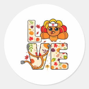 Nurse Life Thanksgiving Fall Women Classic Round Sticker