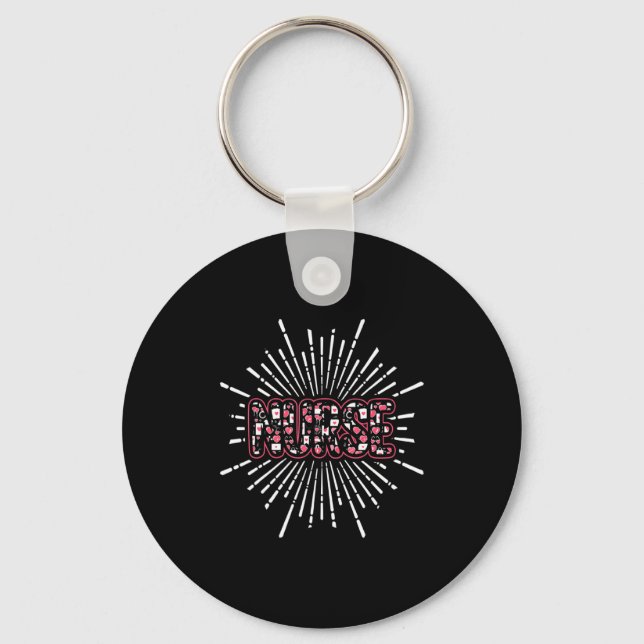 Nurse Life Valentines Day Stethoscope Er Icu Nicu  Key Ring (Front)