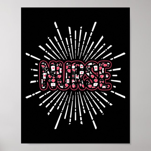 Nurse Life Valentines Day Stethoscope Er Icu Nicu  Poster (Front)
