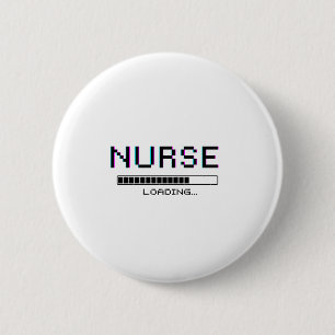 Nurse Loading Glitch Pixel Art Design 6 Cm Round Badge