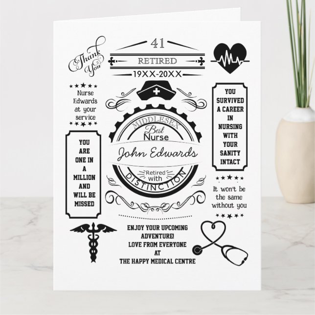 nurse long service leaving Retirement medical Card (Front)