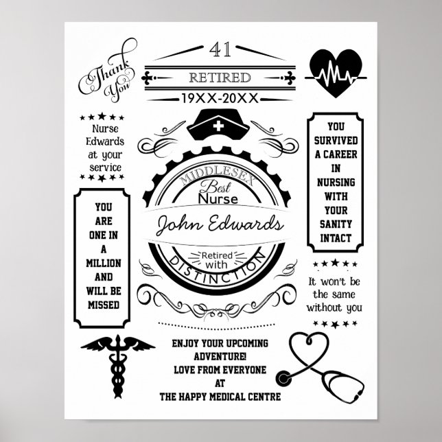 nurse long service leaving Retirement medical Poster (Front)