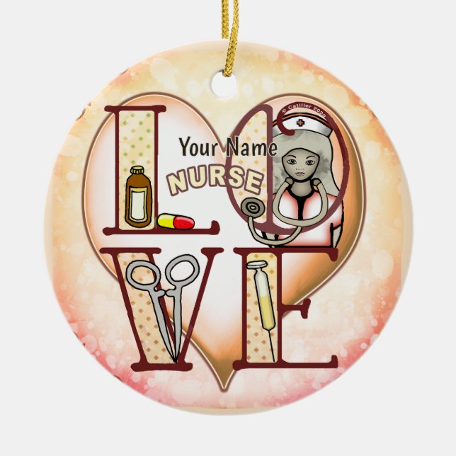 Nurse Love Ceramic Tree Decoration (Front)