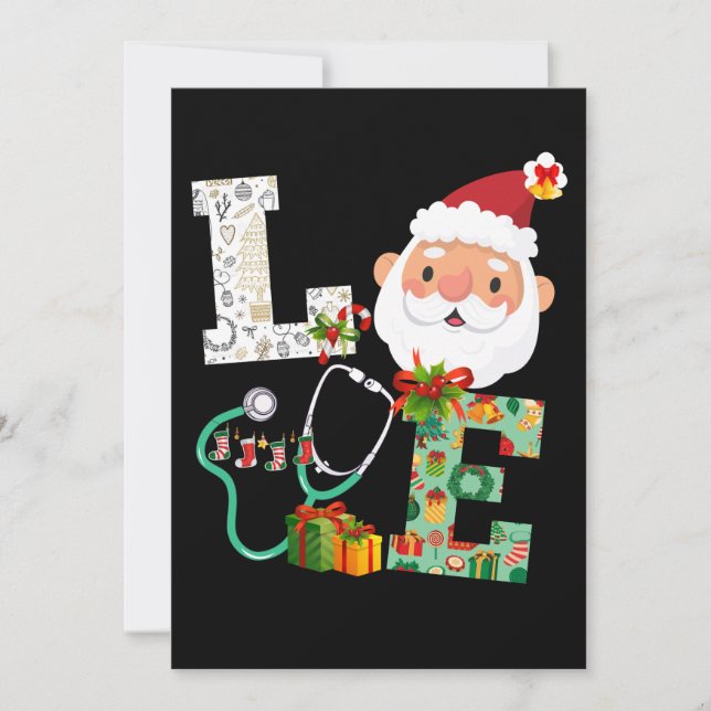Nurse Love Christmas Santa Xmas Celebrate Holiday Card (Front)