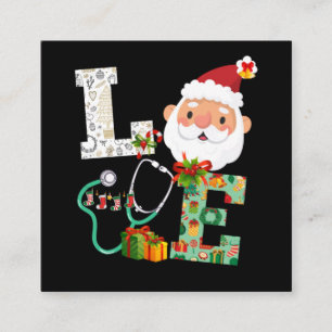 Nurse Love Christmas Santa Xmas Celebrate Square Business Card