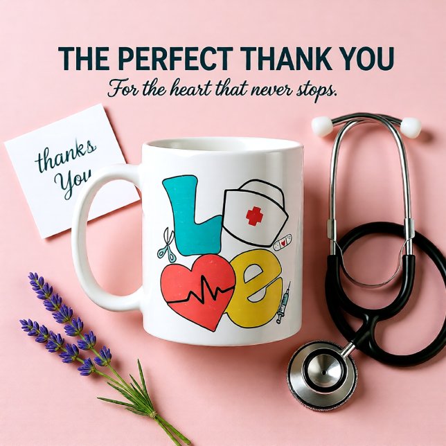 Nurse Love - classic mug (Nurse LOVE Typography – Cute Medical Appreciation Coffee Mug)