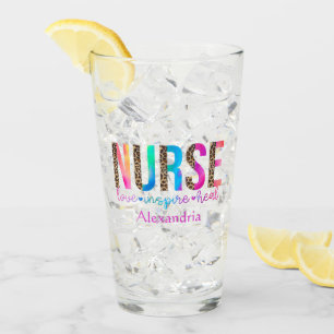 "Nurse - Love, Inspire, Heal" in Rainbow Colour Glass