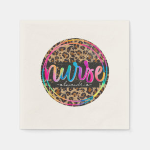 "Nurse - Love, Inspire, Heal" in Rainbow Colour Napkin