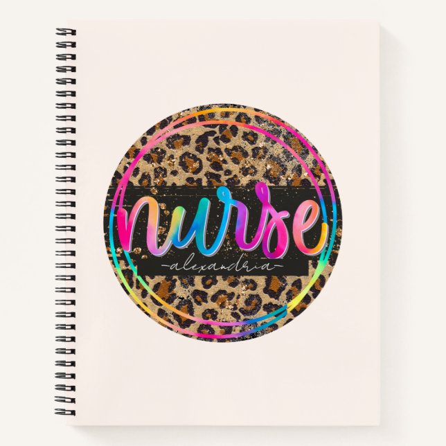 "Nurse - Love, Inspire, Heal" in Rainbow Colour Notebook (Front)
