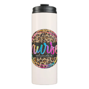 "Nurse - Love, Inspire, Heal" in Rainbow Colour Thermal Tumbler