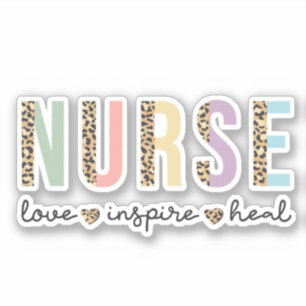 Nurse Love Inspire Heal Leopard Print Pastel