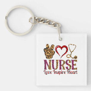 Nurse Love Inspire Heart -Motivational Nurse (2) Key Ring