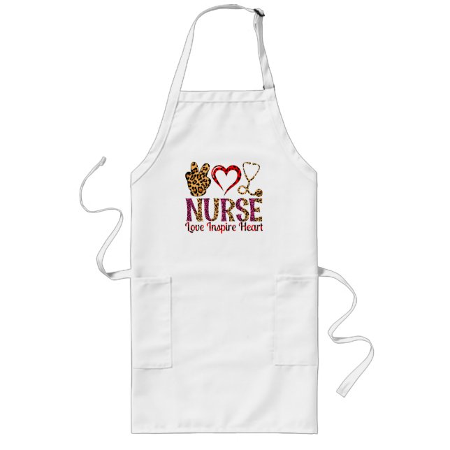 Nurse Love Inspire Heart -Motivational Nurse (2) Long Apron (Front)