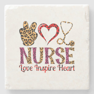 Nurse Love Inspire Heart -Motivational Nurse (2) Stone Coaster