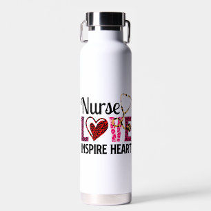 Nurse Love Inspire Heart – Motivational Nurse Word Water Bottle