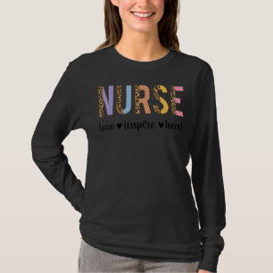 Nurse Love Inspire Nursing Leopard Print Nurse Nur T-Shirt