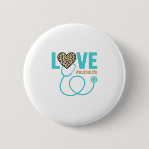 Nurse Love Leopard Stethoscope Vector Design_1 6 Cm Round Badge