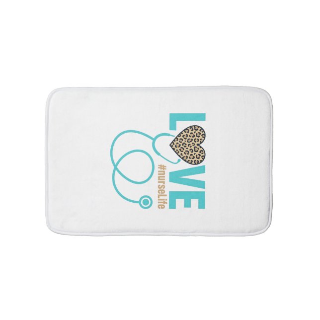 Nurse Love Leopard Stethoscope Vector Design_1 Bath Mat (Front)