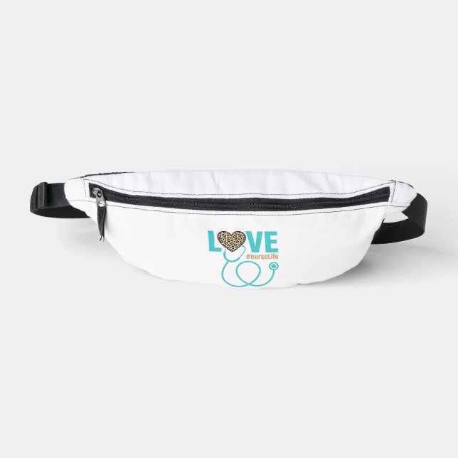 Nurse Love Leopard Stethoscope Vector Design_1 Bum Bags (Front)
