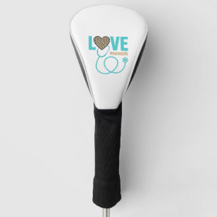 Nurse Love Leopard Stethoscope Vector Design_1 Golf Head Cover