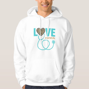 Nurse Love Leopard Stethoscope Vector Design_1 Hoodie