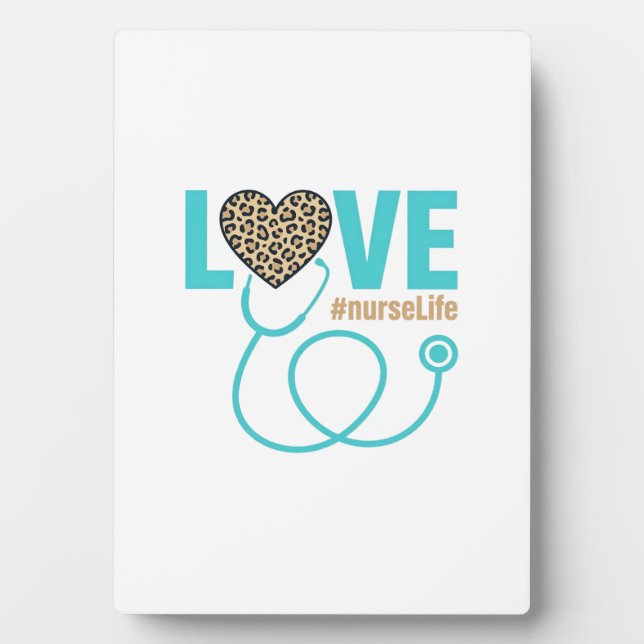Nurse Love Leopard Stethoscope Vector Design_1 Plaque (Front)